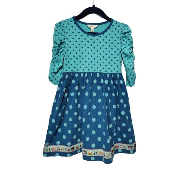 Matilda Jane Girls Sz 6 Making My Way Dress Aqua Blue Polka Dot Dress - Picture 1 of 7